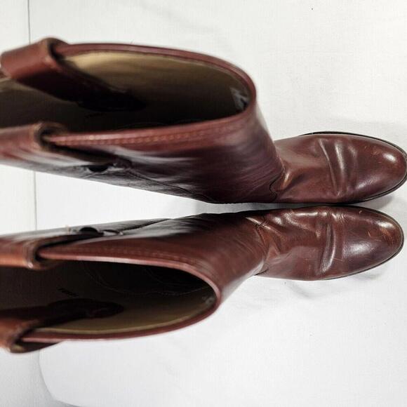 FRYE Melissa Cognac Leather Riding Boot Size 8.5B Trendy Boho - Picture 4 of 12